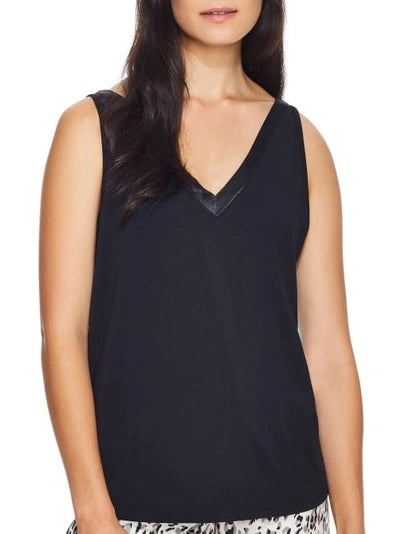 Bare Necessities Satin & Jersey Tank in Black