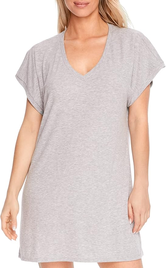 Bare Necessities Short Sleeve Sleep Dress in Grey