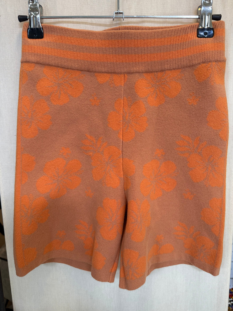 The Upside Aloha Knit Spin Shorts in Paradise Orange