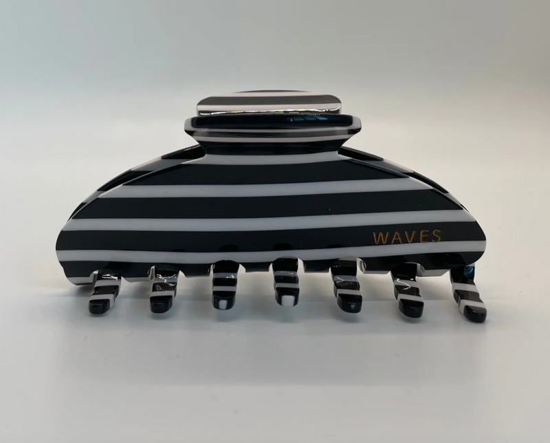 Waves by Sara J Claw Clip in Black and White Stripe