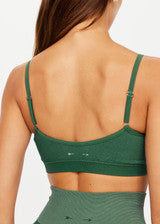 The Upside Ribbed Seamless Ballet Bra in Pine/Matcha