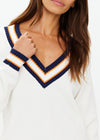 The Upside Josette V Neck Knit Sweater in White
