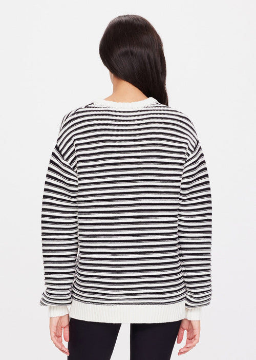 The Upside Boo Knit in Black Stripe