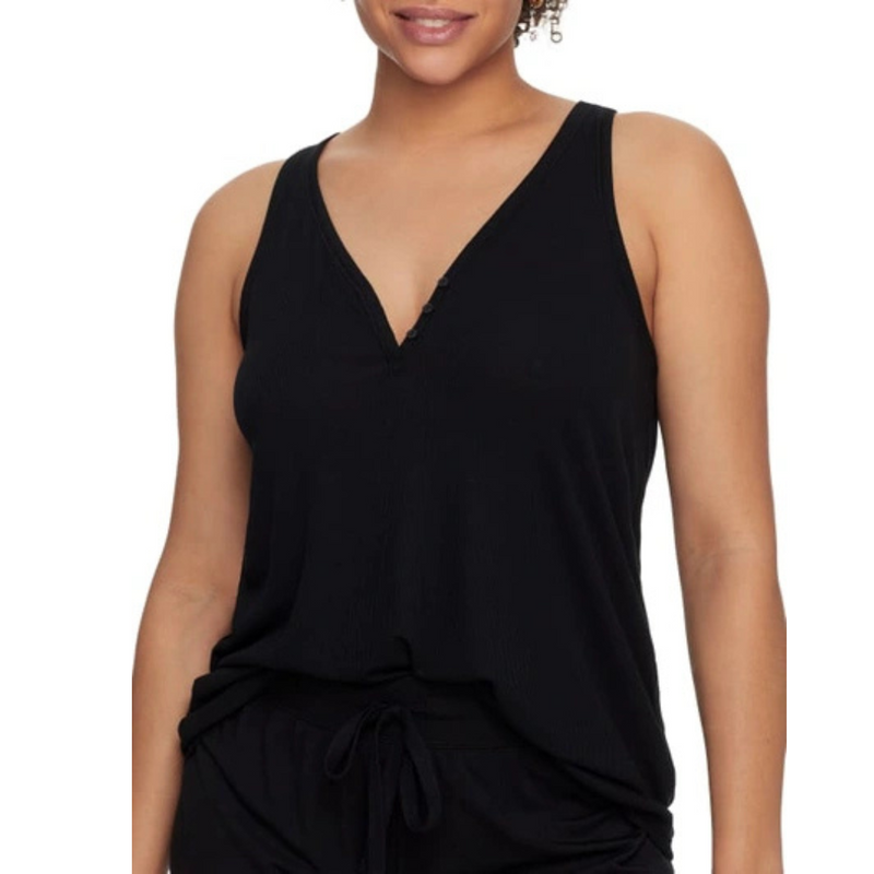 Bare Necessities Henley Tank in Black