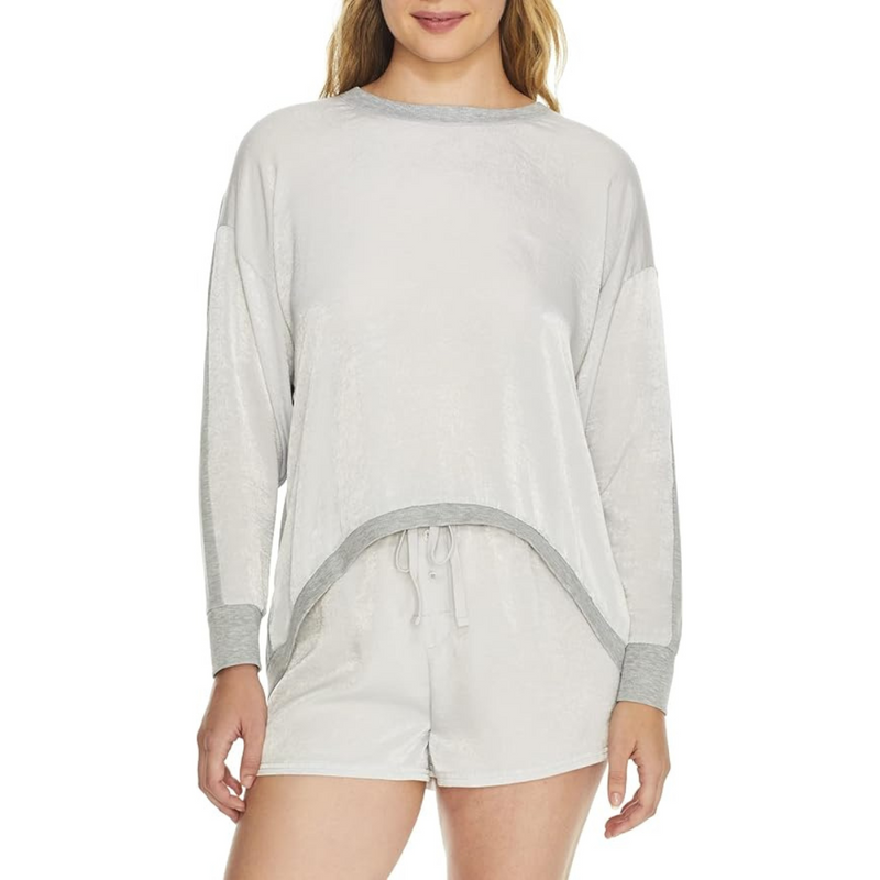 Bare Necessities Satin & Jersey Dolman Sleeve Pullover in Moon Mist