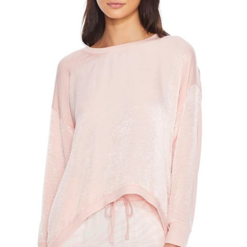 Bare Necessities Satin & Jersey Dolman Sleeve Pullover in Sepia Rose