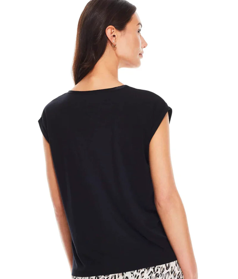 Bare Necessities Satin & Jersey Tee in Black