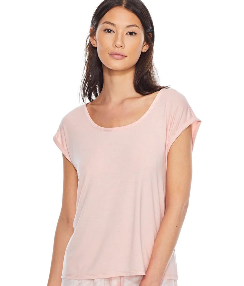 Bare Necessities Satin & Jersey Tee in Sepia Rose