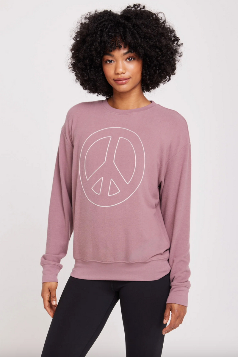 Spiritual Gangster Peace Relaxed Savasana Sweater in Dusty Fig